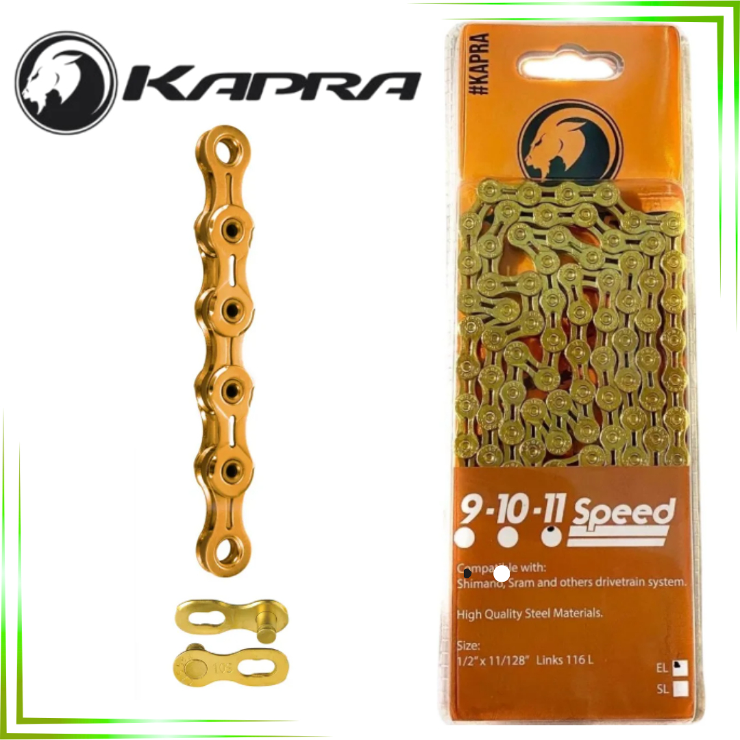 CADENA KAPRA 11VEL DORADA 116L